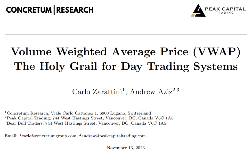 Research paper analyzing the use of the Volume Weighted Average Price (VWAP) indicator for systematic day trading strategies.