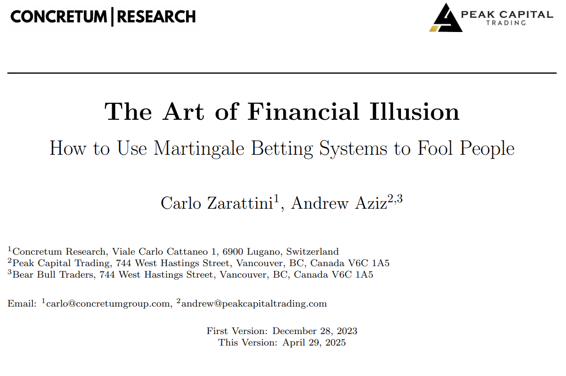 The Art of Financial Illusion research paper on martingale betting systems and trading scams