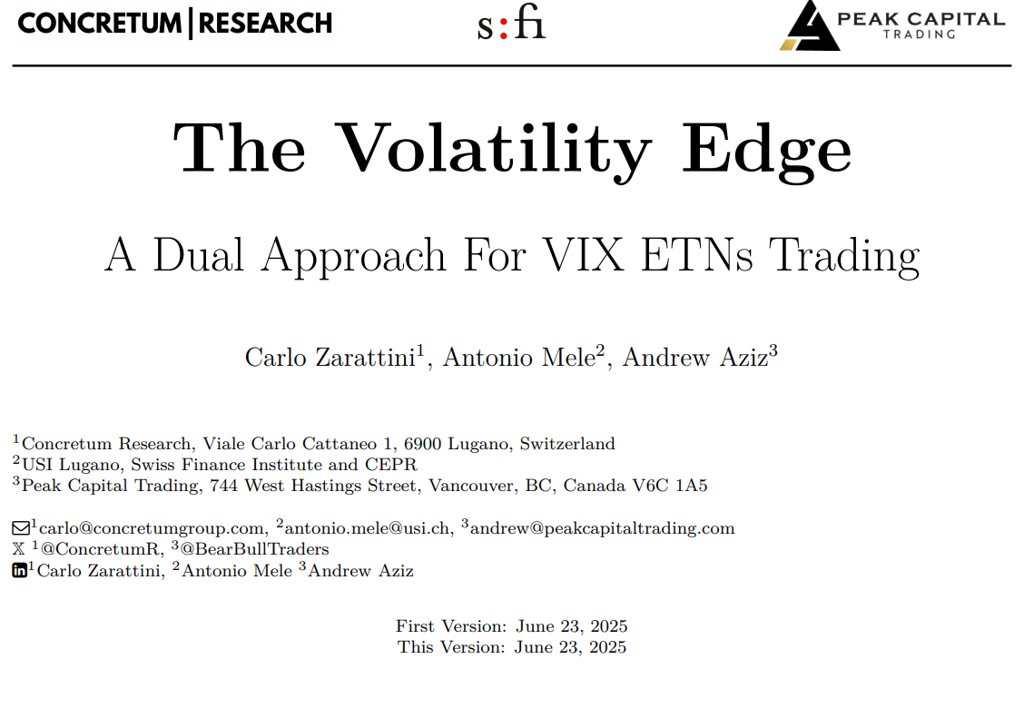 The Volatility Edge research paper on VIX ETN trading and volatility strategies