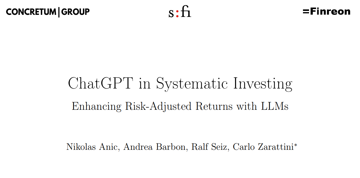 ChatGPT in systematic investing research paper using LLMs to enhance momentum strategies