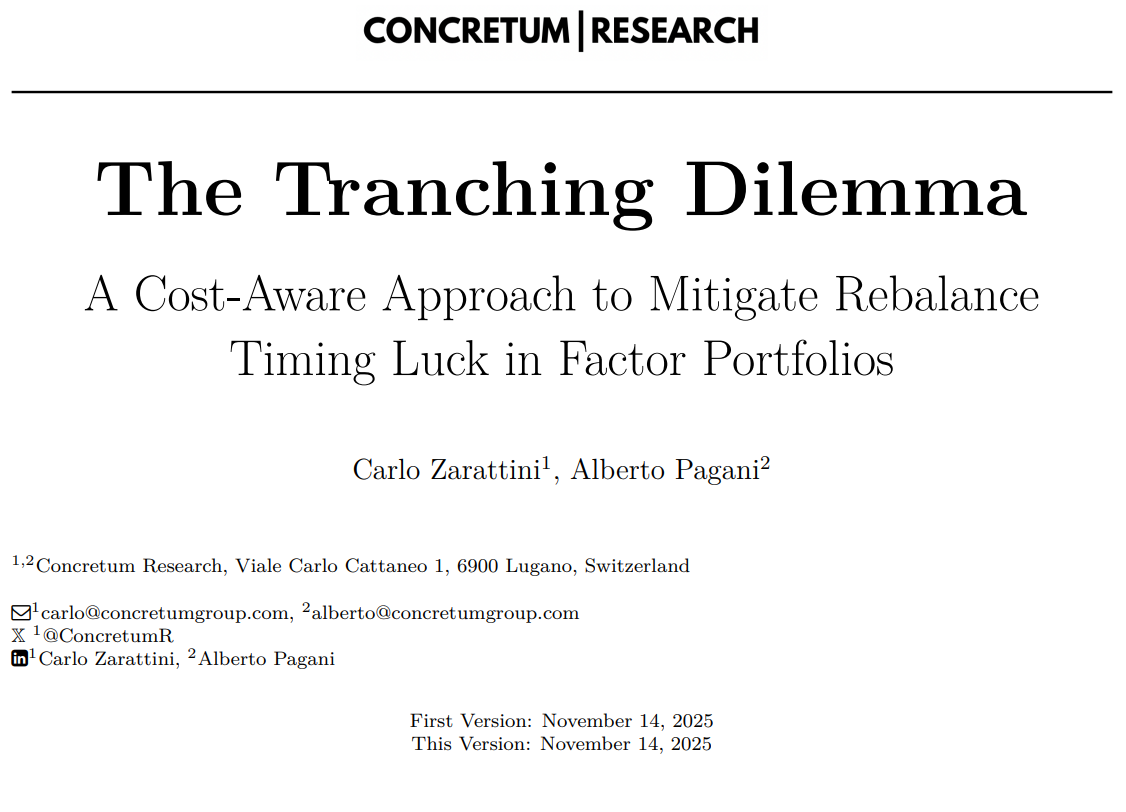The Tranching Dilemma research paper on rebalance timing luck in factor portfolios